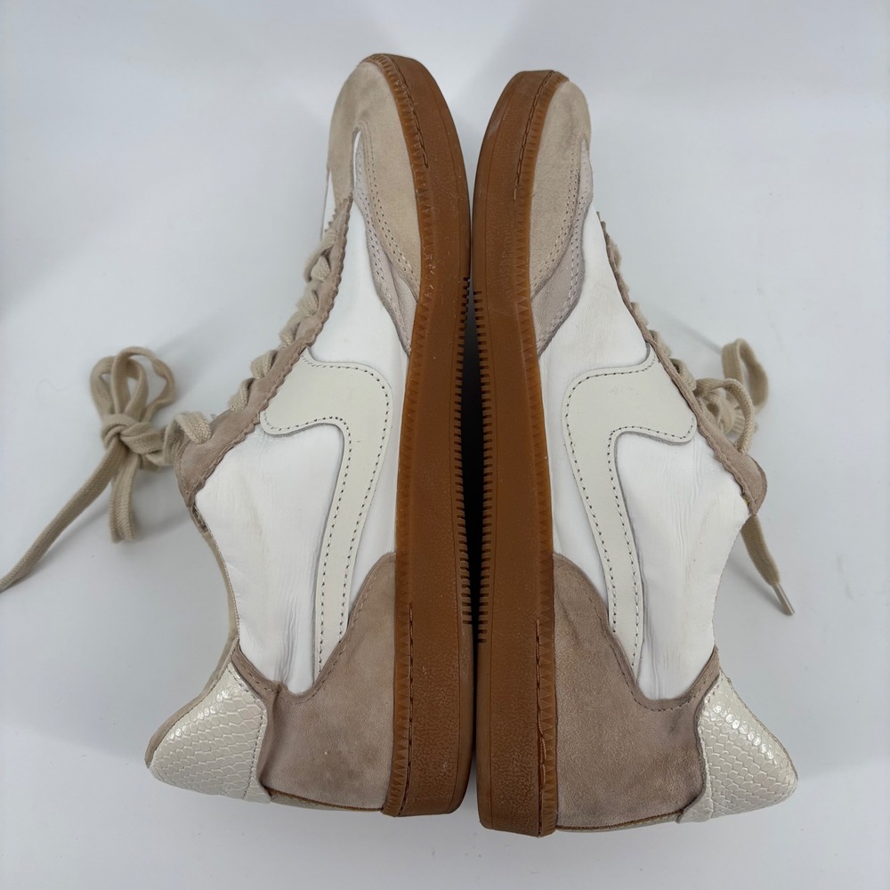 Dolce Vita Zina Sneakers Womens 10 White Tan Leather Suede Gum Sole Low Top - Picture 9 of 10